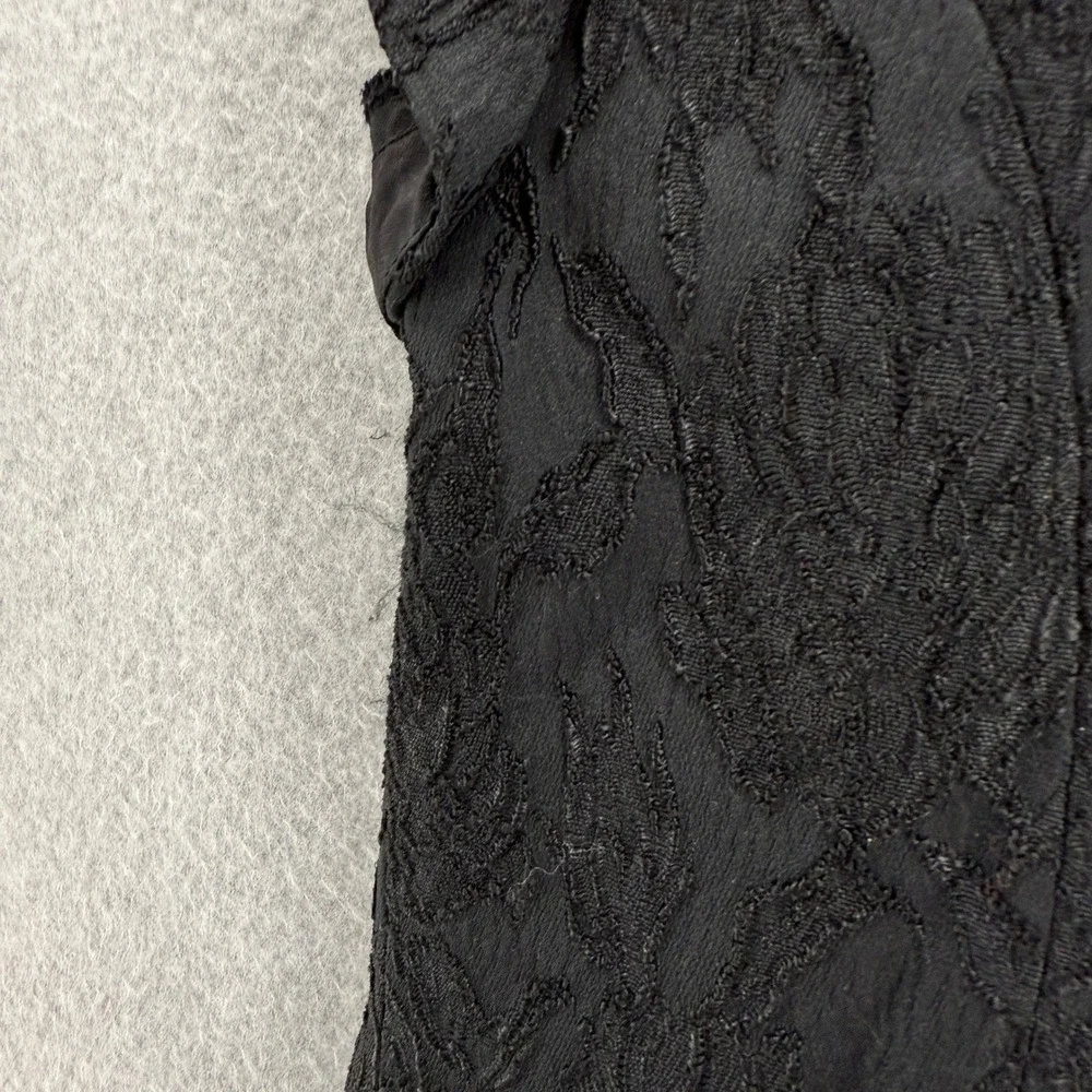 Hampton Nites Vintage 90s Black Lace Silver Brocade Rhinestone Cap Sleeve Blouse - Picture 9 of 14